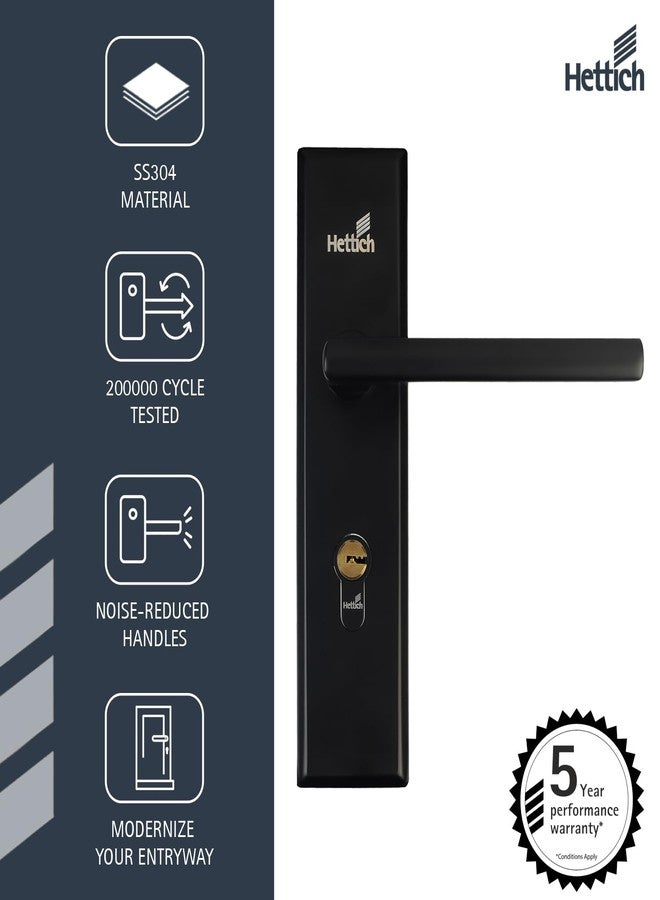 Hettich ProLock Combo Lever Lock Main Door Safety Lock, (Both Side Movable) Mortise Door Lock Handle Set with 3 Brass Key for Home,Office,Hotel | BL Finish | 5 Years Warranty - Image 3